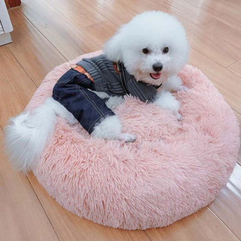 Plush Round Dog and Cat Bed