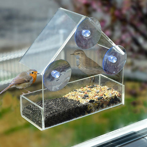 Birdhouse Suction Cup Feeder with Transparent Windows