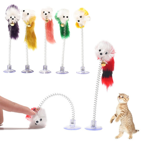 Feather Mouse Cat Toys with Suction Bottom. Available in Multiple Colors