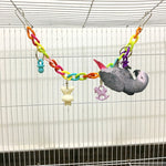 Wood and Cotton Hanging Bird Swinging Toy with Bells